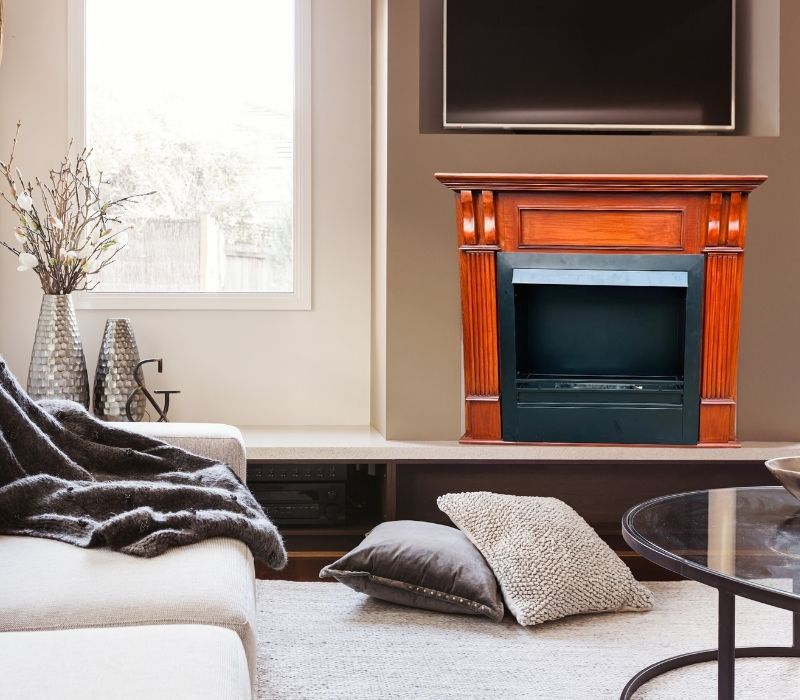 4 Classic Oak Gas Fireplace. A timeless wooden texture fireplace design crafted with oak look, perfect for traditional settings. For Order Call: 03024040006
