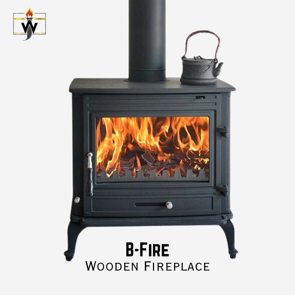 B-Fire Wooden Fireplace B-Fire Cast Iron Wood Burning Fireplace with traditional design and roaring flames.
