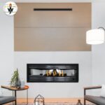 Silver Black Gas Fireplace with sleek silver and black metal design and customizable sizes