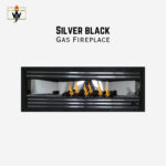 Silver Black Gas Fireplace with sleek silver and black metal design and customizable sizes