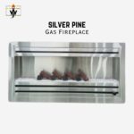 Silver Pine Gas Fireplace with sleek silver metal finish and modern design for energy-efficient heating.