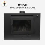 Axis 500 wood burning fireplace in Pakistan with tempered glass, secondary air system, and clean combustion design