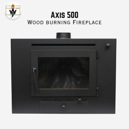 Axis 500 wood burning fireplace in Pakistan with tempered glass, secondary air system, and clean combustion design