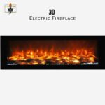 3D Electric Fireplace in Pakistan wall mounted media wall fireplace with realistic flames, extra front logs and white stones for modern home heating.