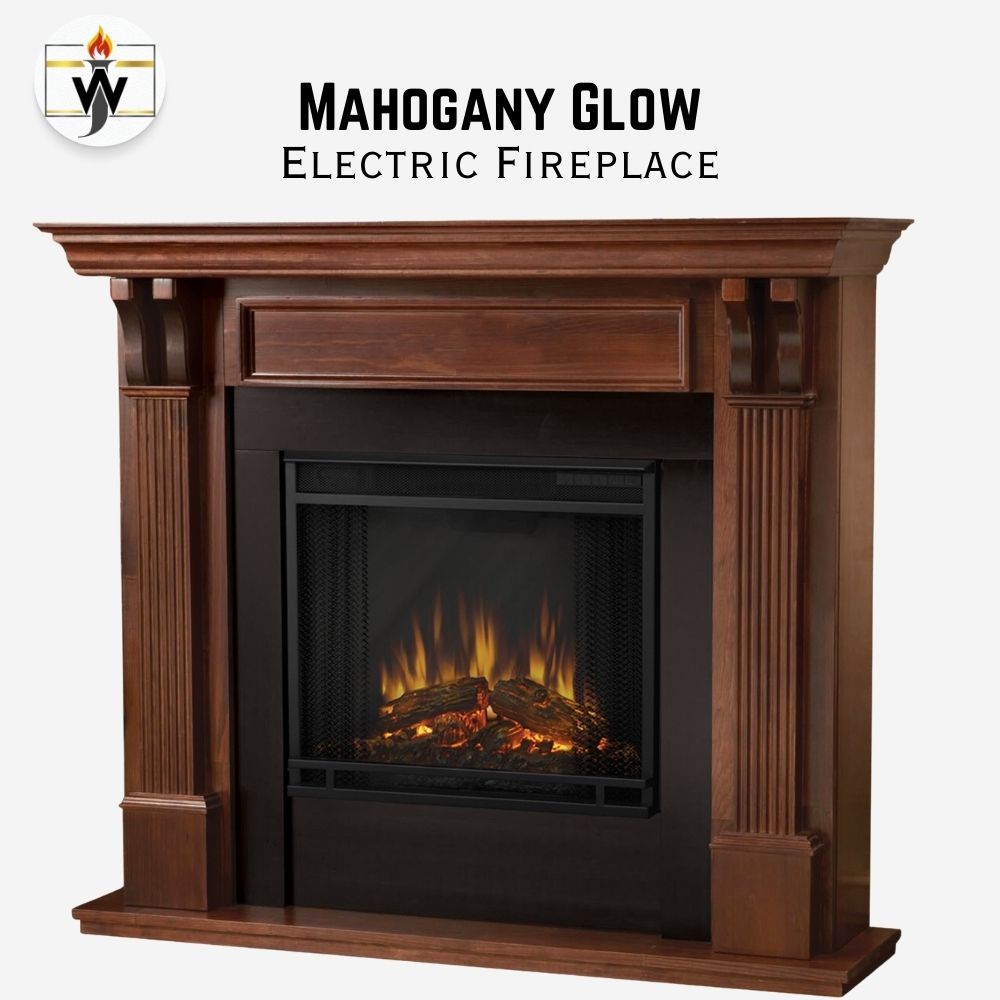 MAhogany FIREPLACE Pakistan Mahogany Glow Electric Fireplace Pakistan with realistic flame effect and premium wood mantel.