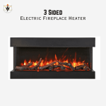 3-Sided Panoramic Electric Fireplace insert installed on modern TV media wall