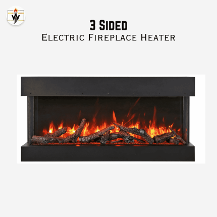3-Sided Panoramic Electric Fireplace insert installed on modern TV media wall