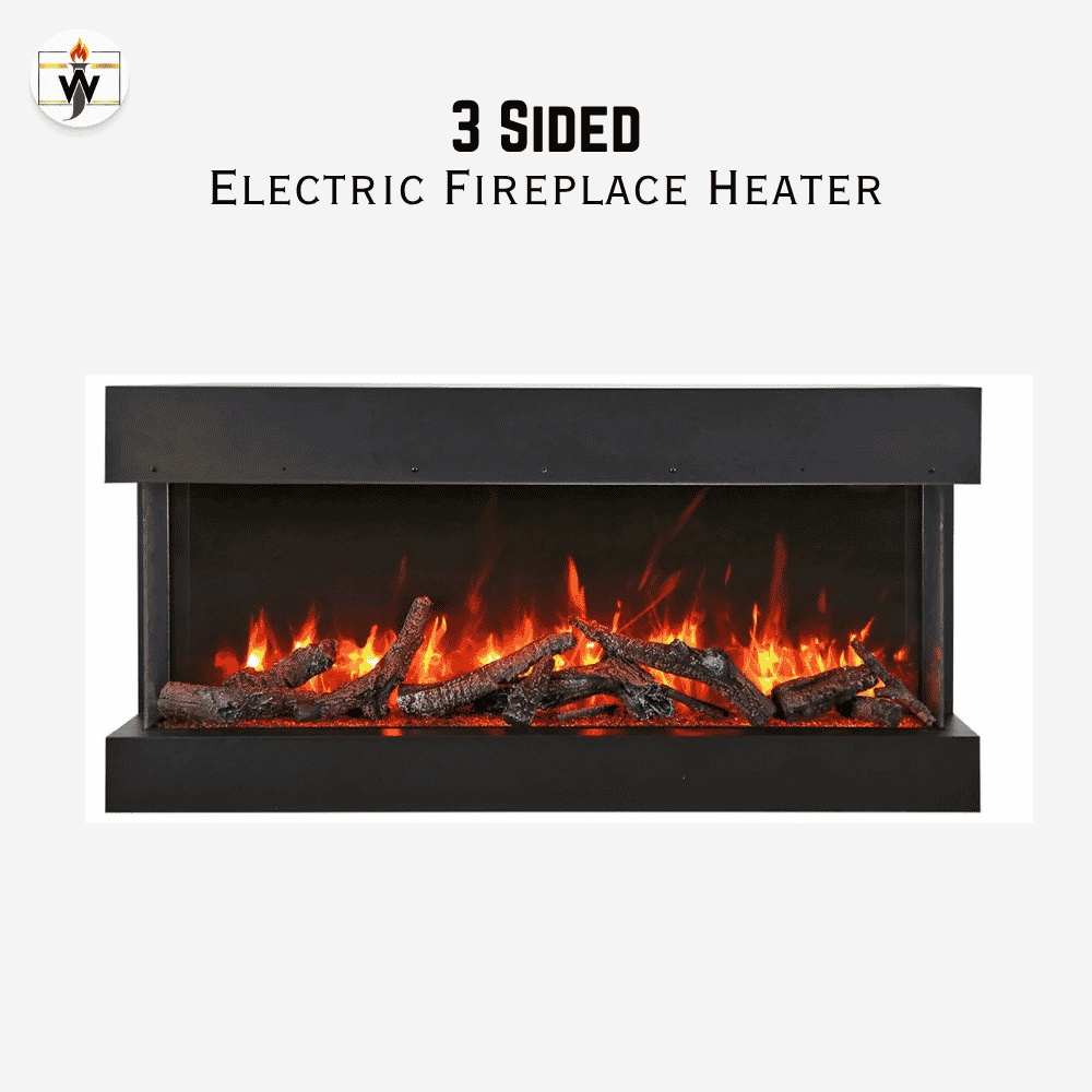 3 sided fireplace 3-Sided Panoramic Electric Fireplace insert installed on modern TV media wall
